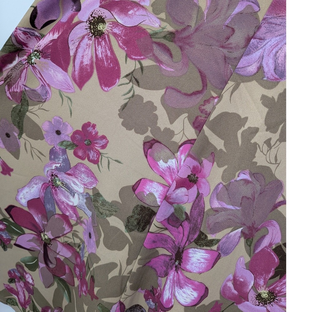 Boho Cottagecore Appleseeds Purple Green Floral Elastic Waist Midi XL Skirt‎ - Picture 3 of 6